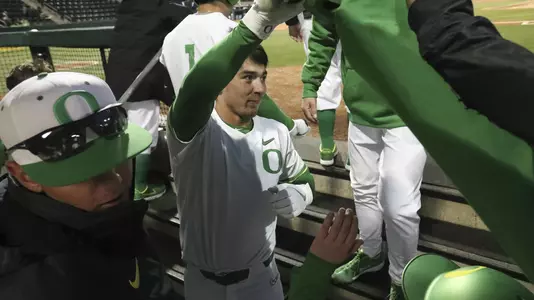 The Oregon Ducks take on the Saint Mary's University Gaels at PK Park in Eugene, Oregon on February 22, 2019 (Eric Evans Photography)