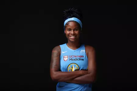 BRADENTON,FL - JULY 18: of the Chicago Sky poses for a portrait during Media Day on July 18, 2020 at IMG Academy in Bradenton, Florida. NOTE TO USER: User expressly acknowledges and agrees that, by downloading and/or using this Photograph, user is consenting to the terms and conditions of the Getty Images License Agreement. Mandatory Copyright Notice: Copyright 2020 NBAE (Photo by Ned Dishman/NBAE via Getty Images)