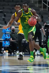 INDIANAPOLIS, IN - MARCH 22: Iowa v Oregon in the second round of the 2021 NCAA Division I MenÕs Basketball Tournament held at Bankers Life Fieldhouse on March 22, 2021 in Indianapolis, Indiana. (Photo by Jack Dempsey/NCAA Photos via Getty Images)