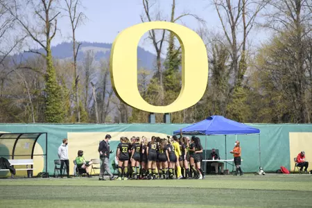 The Oregon Ducks take on the Utah Utes at Papé Field in Eugene, Oregon on April 2, 2021 (Isaac Wasserman/ Eric Evans Photography)