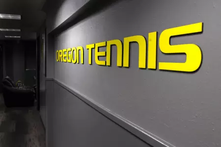 The Oregon Ducks Men’s Tennis locker room at Mac Court and the Student Tennis Center in Eugene, Oregon on February 02, 2022 (Isaac Wasserman/ Eric Evans Photography)