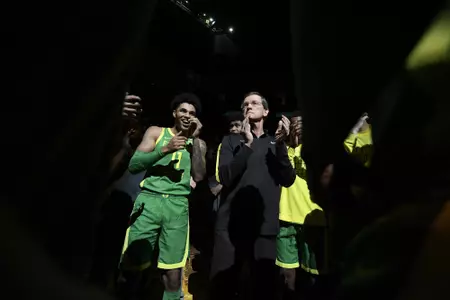 The Oregon Ducks take on the Colorado Buffaloes at Matthew Knight Arena in Eugene, Oregon on January 25, 2021 (Isaac Wasserman/ Eric Evans Photography)