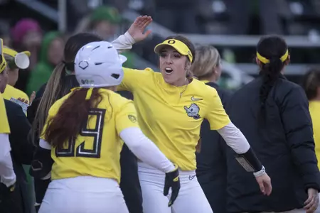 The Oregon Ducks take on the Arizona State Sun Devils at Jane Sanders Stadium in Eugene, Oregon on April 8, 2022 (Isaac Wasserman/ Eric Evans Photography)
