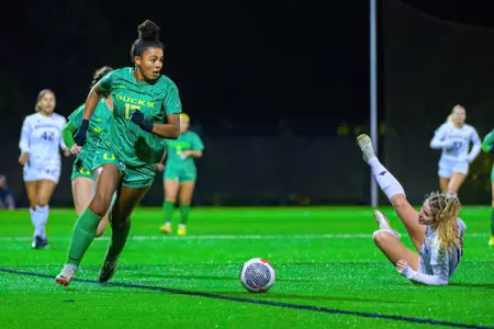 The University of Oregon Ducks Soccer team played the University of Washington Huskies in a home match at Papé Field in Eugene, Oregon, on Oct. 13, 2023. (Eric Becker/GoDucks)