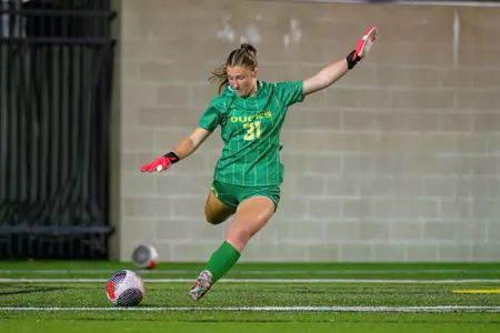 The University of Oregon Ducks Soccer team played the University of Colorado in a home match at Papé Field in Eugene, Oregon, on September 28, 2023. (Eric Becker/GoDucks)