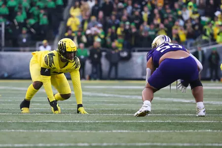 The Oregon Ducks take on the Washington Huskies at 4 pm in Eugene, Oregon on Nov 12, 2022.  (Jackson Fisk/ Eric Evans Photography)