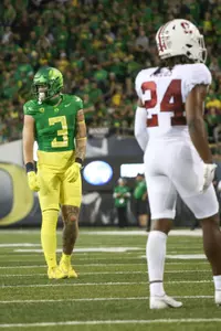 The Oregon Ducks take on the Stanford Cardinal at Autzen Stadium in Eugene, Oregon on October 1, 2022. (Jackson Fisk/ Eric Evans Photography)
