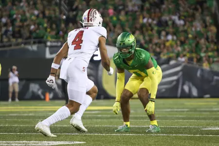 The Oregon Ducks take on the Stanford Cardinal at Autzen Stadium in Eugene, Oregon on October 1, 2022. (Jackson Fisk/ Eric Evans Photography)