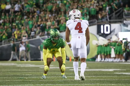 The Oregon Ducks take on the Stanford Cardinal at Autzen Stadium in Eugene, Oregon on October 1, 2022. (Jackson Fisk/ Eric Evans Photography)