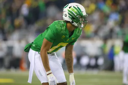 The Oregon Ducks take on then UCLA Bruins at 7:30 pm in Eugene, Oregon on Nov 19, 2022.  (Jackson Fisk / Eric Evans Photography)