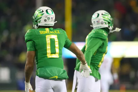 The Oregon Ducks take on then UCLA Bruins at 7:30 pm in Eugene, Oregon on Nov 19, 2022.  (Jackson Fisk / Eric Evans Photography)