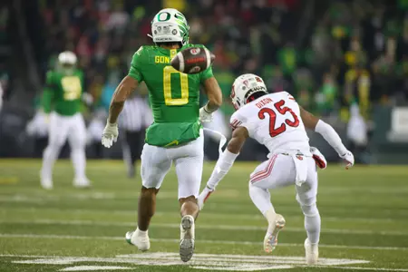 The Oregon Ducks take on then UCLA Bruins at 7:30 pm in Eugene, Oregon on Nov 19, 2022.  (Jackson Fisk / Eric Evans Photography)