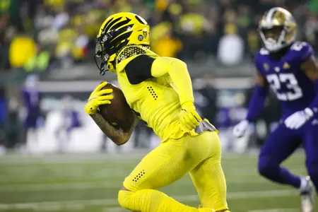 The Oregon Ducks take on the Washington Huskies at 4 pm in Eugene, Oregon on Nov 12, 2022.  (Jackson Fisk/ Eric Evans Photography)