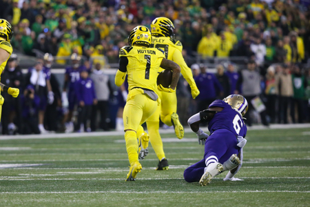 The Oregon Ducks take on the Washington Huskies at 4 pm in Eugene, Oregon on Nov 12, 2022. (Jackson Fisk/ Eric Evans Photography)