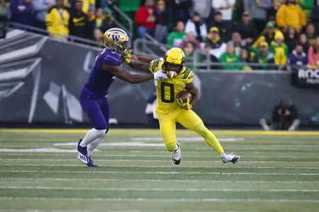 The Oregon Ducks take on the Washington Huskies at 4 pm in Eugene, Oregon on Nov 12, 2022.  (Jackson Fisk/ Eric Evans Photography)