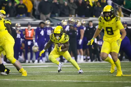 The Oregon Ducks take on the Washington Huskies at 4 pm in Eugene, Oregon on Nov 12, 2022.  (Jackson Fisk/ Eric Evans Photography)