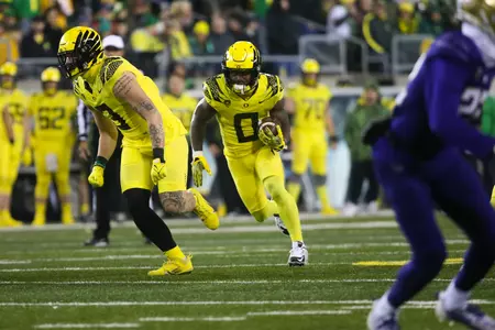 The Oregon Ducks take on the Washington Huskies at 4 pm in Eugene, Oregon on Nov 12, 2022.  (Jackson Fisk/ Eric Evans Photography)