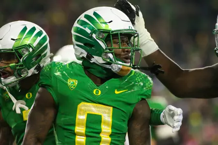 The Oregon Ducks take on then UCLA Bruins at 7:30 pm in Eugene, Oregon on Nov 19, 2022.  (Jackson Fisk / Eric Evans Photography)