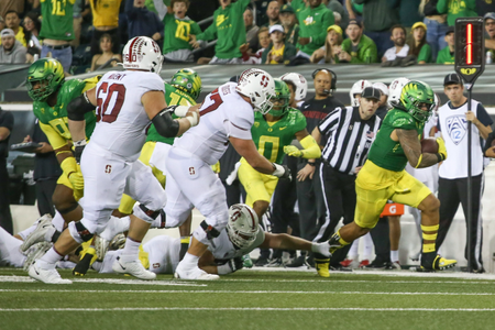 The Oregon Ducks take on the Stanford Cardinal at Autzen Stadium in Eugene, Oregon on October 1, 2022. (Jackson Fisk/ Eric Evans Photography)