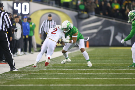 The Oregon Ducks take on then UCLA Bruins at 7:30 pm in Eugene, Oregon on Nov 19, 2022. (Jackson Fisk / Eric Evans Photography)