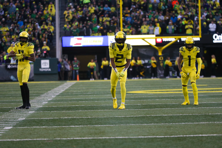 The Oregon Ducks take on the Washington Huskies at 4 pm in Eugene, Oregon on Nov 12, 2022. (Jackson Fisk/ Eric Evans Photography)