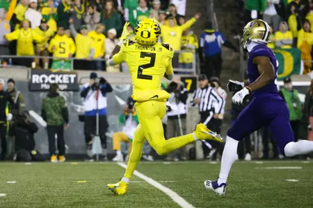 The Oregon Ducks take on the Washington Huskies at 4 pm in Eugene, Oregon on Nov 12, 2022.  (Jackson Fisk/ Eric Evans Photography)