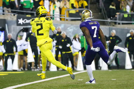 The Oregon Ducks take on the Washington Huskies at 4 pm in Eugene, Oregon on Nov 12, 2022. (Jackson Fisk/ Eric Evans Photography)