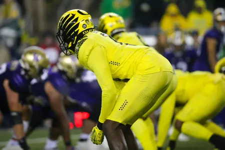 The Oregon Ducks take on the Washington Huskies at 4 pm in Eugene, Oregon on Nov 12, 2022.  (Jackson Fisk/ Eric Evans Photography)