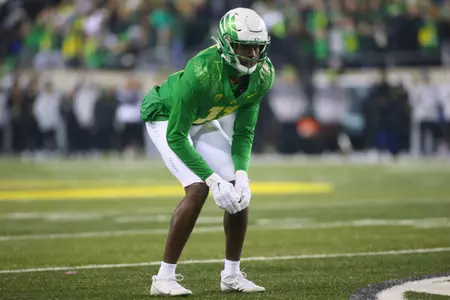 The Oregon Ducks take on then UCLA Bruins at 7:30 pm in Eugene, Oregon on Nov 19, 2022.  (Jackson Fisk / Eric Evans Photography)