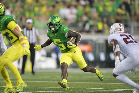 The Oregon Ducks take on the Stanford Cardinal at Autzen Stadium in Eugene, Oregon on October 1, 2022 (Isaac Wasserman/ Eric Evans Photography)