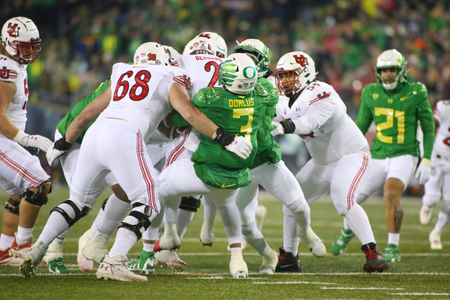 The Oregon Ducks take on then UCLA Bruins at 7:30 pm in Eugene, Oregon on Nov 19, 2022. (Jackson Fisk / Eric Evans Photography)