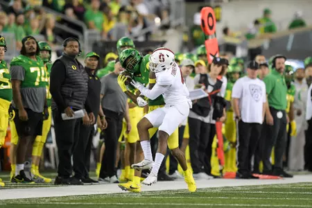 The Oregon Ducks take on the Stanford Cardinal at Autzen Stadium in Eugene, Oregon on October 1, 2022 (Isaac Wasserman/ Eric Evans Photography)