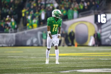 The Oregon Ducks take on then UCLA Bruins at 7:30 pm in Eugene, Oregon on Nov 19, 2022.  (Jackson Fisk / Eric Evans Photography)
