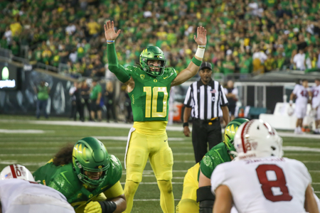 The Oregon Ducks take on the Stanford Cardinal at Autzen Stadium in Eugene, Oregon on October 1, 2022. (Jackson Fisk/ Eric Evans Photography)