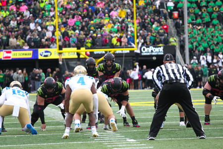 The Oregon Ducks take on the Ucla Bruins at 12:30pm in Eugene, Oregon on Oct 22, 2022. (Jackson Fisk/ Eric Evans Photography)