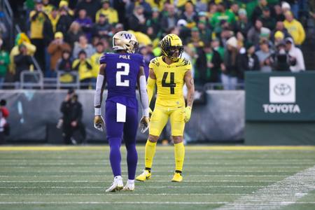 The Oregon Ducks take on the Washington Huskies at 4 pm in Eugene, Oregon on Nov 12, 2022. (Jackson Fisk/ Eric Evans Photography)