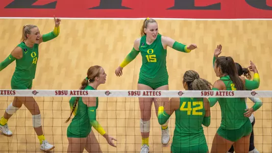 Team celebration vs San Diego State - Aug. 31