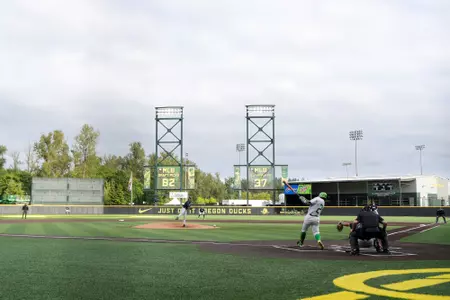 Oregon Ducks take on Oral Roberts Golden Eagles in game 1 of NCAA super regionals in Eugene, Oregon on June 9, 2023 (Isaac Wasserman/Eric Evans Photo)