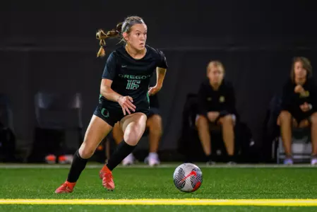 The University of Oregon Ducks Soccer team played the University of Colorado in a home match at Papé Field in Eugene, Oregon, on September 28, 2023. (Eric Becker/GoDucks)