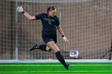 The University of Oregon Ducks Soccer team played the University of Washington Huskies in a home match at Papé Field in Eugene, Oregon, on Oct. 26, 2023. (Eric Becker/GoDucks)