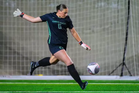 The University of Oregon Ducks Soccer team played the University of Washington Huskies in a home match at Papé Field in Eugene, Oregon, on Oct. 26, 2023. (Eric Becker/GoDucks)