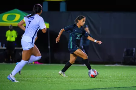 The University of Oregon Ducks Soccer team played California Baptist University in a home match at Papé Field in Eugene, Oregon, on September 7, 2023. (Eric Becker/GoDucks)