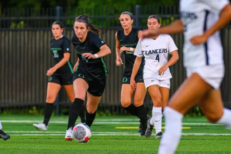 The University of Oregon Ducks Soccer team played California Baptist University in a home match at Papé Field in Eugene, Oregon, on September 7, 2023. (Eric Becker/GoDucks)