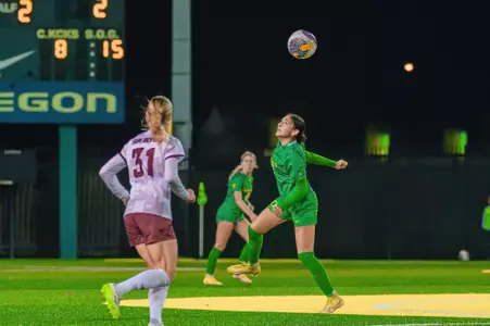 The University of Oregon Ducks Soccer team played Arizona State University in a home match at Papé Field in Eugene, Oregon, on October 13, 2023. (Eric Becker/GoDucks)