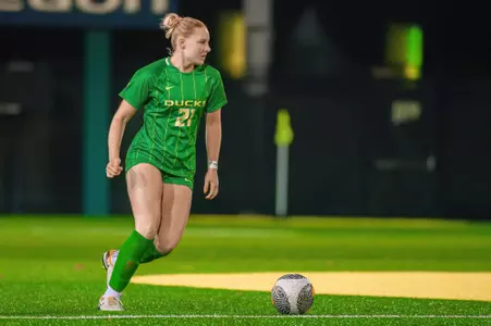 The University of Oregon Ducks Soccer team played Arizona State University in a home match at Papé Field in Eugene, Oregon, on October 13, 2023. (Eric Becker/GoDucks)