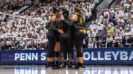 Team huddle at Penn State - Oct. 4