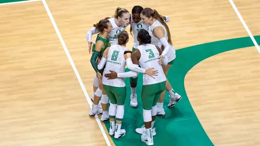 Team huddle vs Nebraska - Nov. 7