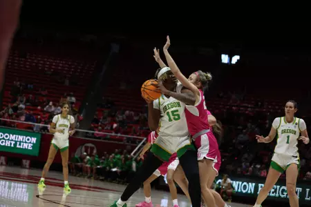 Oregon at Utah at Huntsman Center in Salt Lake City on Feb. 11, 2024.