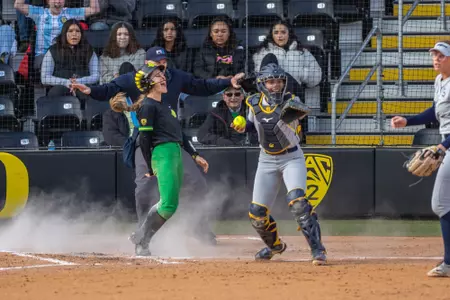 The Oregon Ducks take on the California Golden Bears at Jane Sanders Stadium in Eugene, Oregon on March 9, 2024 (Molly McPherson)