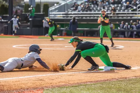 The Oregon Ducks take on the California Golden Bears at Jane Sanders Stadium in Eugene, Oregon on March 9, 2024 (Molly McPherson)